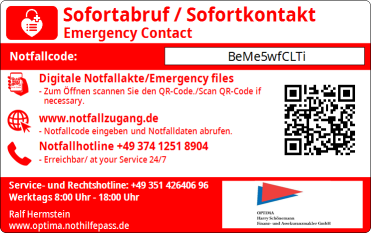 NotHilfePass Rückseite